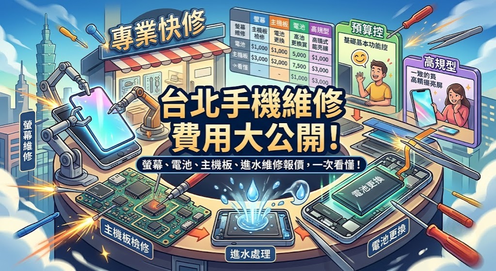 台北手機維修費用怎麼算?螢幕、電池、主機板與進水維修報價一次看懂